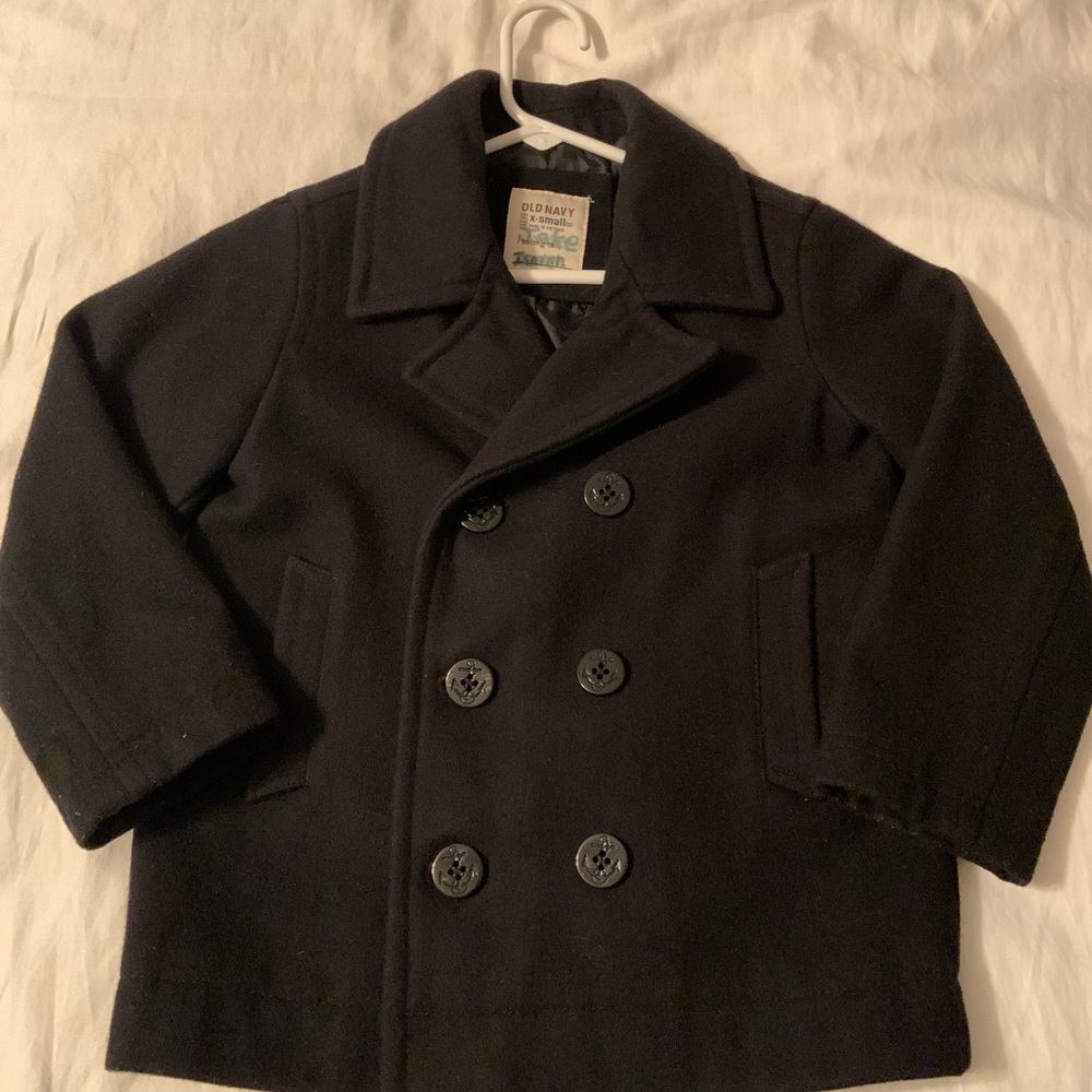 Old Navy Kids Black Wool Blend Pea Coat Size 5